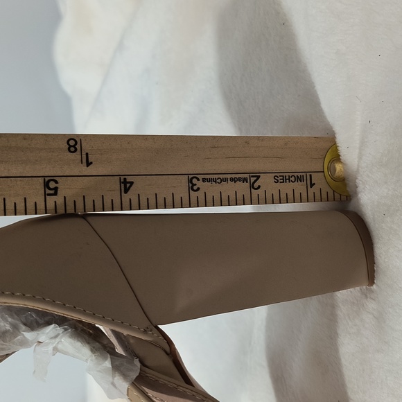 Glaze Nude Beige Block Y2K Chunky Ankle Strap Heels - Picture 4 of 10